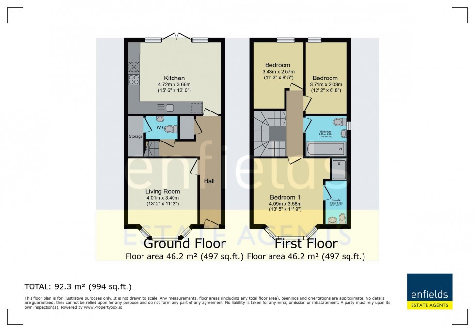 Floorplan for Detached House in Edgehill Road, Winton Built 4 Years Ago With South Facing Garden