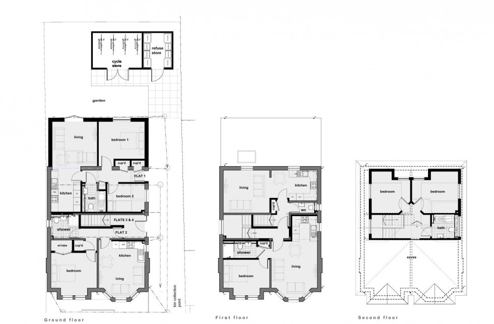 Floorplan for Block of 4 Flats – Heron Court Road, Bournemouth, BH3 7LL