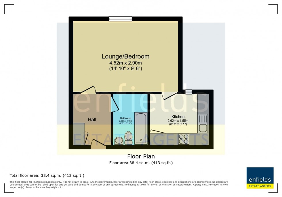 Floorplan for Studio Flat - Bournemouth Town Centre