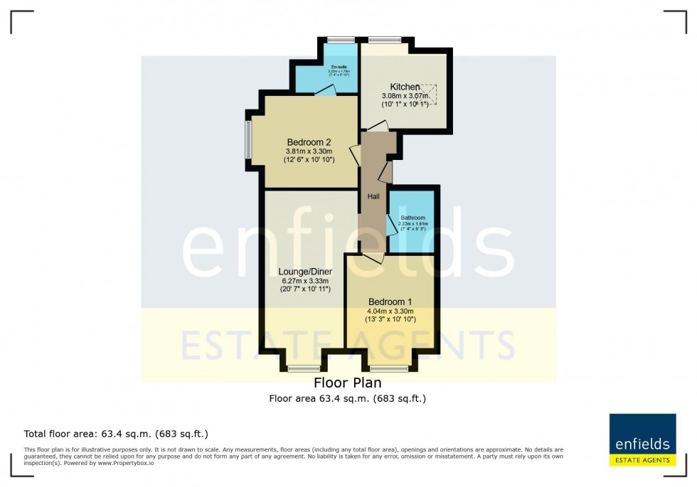 Floorplan for Portchester, Bournemouth - Stylish Second-Floor Apartment in Prime Bournemouth Location